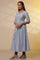 White Floral Printed Pure Cotton Flared Kurta, Tights and Dupatta Set