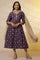 Purple Floral Printed Embellished Pure Cotton Flared Kurta & Tights Set with Dupatta