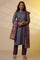 Purple Floral Printed Embroidered Kurta, Palazzo and Dupatta Set