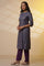 Purple Floral Printed Embroidered Kurta, Palazzo and Dupatta Set