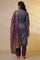 Purple Floral Printed Embroidered Kurta, Palazzo and Dupatta Set