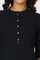 Navy Blue Mandarin Collar Cotton Blend Straight Kurta With W Branding