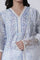 White & Blue Floral Printed Kota Kurta, Pants And Brasso Dupatta