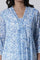 White & Blue Printed Flared Cotton Kurta With Pants Set