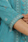Blue Glitter Printed Kurta And Slim Pants Set