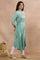 Green Asymmetrical Printed Kurta And Churidar Set