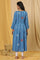 Blue Box Pleats Printed Kurta And Tights Set