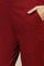 Maroon Solid Straight Cotton Flax Trousers