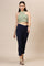 Blue Solid Slim Fit Cotton Flax Trousers