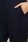 Blue Solid Slim Fit Cotton Flax Trousers