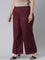 Women Violet Solid Linen Palazzos