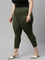 Dark Olive Cotton Stretch Cropped Leggings