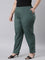 Women Solid Dark Green Comfort Fit Cotton Pants