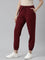 Women Solid Maroon Mid Rise Casual Joggers