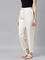 Women Solid Ecru Mid Rise Casual Pants