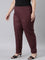 Women Solid Dark Wine Comfort Fit Cotton Pants