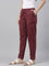 Women Stripe Maroon Printed Pencil Pant