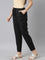 Women Striped Black Linen Slim Fit Pencil Pants