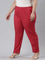 Women Solid Cherry Comfort Fit Cotton Pants