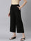 Women Solid Black Mid Rise Linen Wide Pant