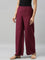 Women Violet Solid Linen Palazzos