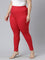 Dark Red Drop Needle Fabric Rib Leggings