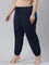 Women Solid Navy Mid Rise Cotton Casual Joggers