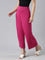 Women Solid Dark Rose Viscose Mid Rise Knit Palazzos