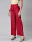 Women Solid Fuchsia Woven Viscose Mid Rise Basic Palazzos