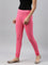 Women Young Pink Cotton Churidar Leggings