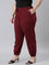 Women Solid Maroon Mid Rise Casual Joggers