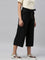 Women Solid Black Linen Mid Rise Culottes