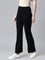 Women Solid Black High Rise Flare Pants