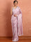 Lilac Jimmy satin tissue saree with pearls & sequin embroidery with ready made blouse
