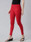 Dark Red Drop Needle Fabric Rib Leggings