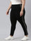 Women Black Cotton Knit Side Stripe Active Leggings