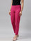 Women Solid Dark Rose Cotton Mid Rise Kurti Pants