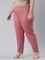 Women Solid Rusty Pink Comfort Fit Cotton Pants