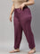 Women Solid Dark Purple Viscose Mid Rise Casual Pants