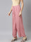 Women Solid Dusty Pink Woven Viscose Mid Rise Basic Palazzos