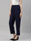 Women Solid Navy Mid Rise Casual Pants