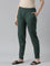 Women Solid Dark Green Comfort Fit Cotton Pants