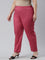 Women Solid Medium Pink Comfort Fit Cotton Pants