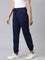 Women Solid Navy Mid Rise Cotton Casual Joggers