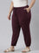 Women Solid Dark Purple Mid Rise Cotton Casual Joggers