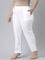 Women Solid White Comfort Fit Cotton Pants