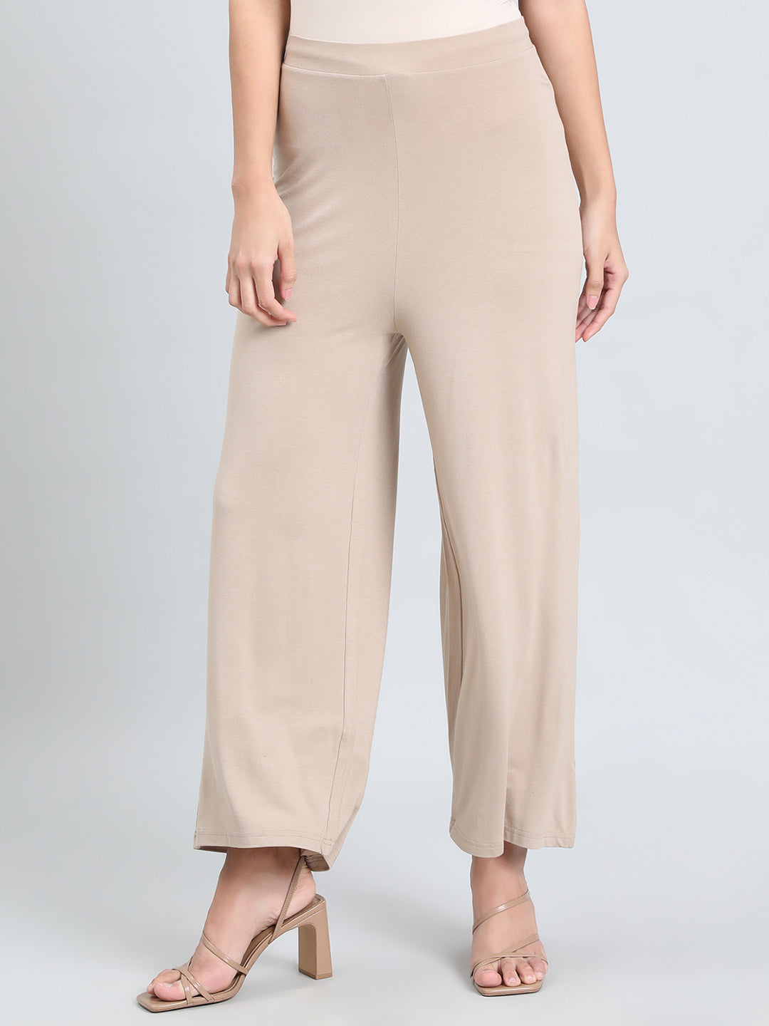 Dark Beige Viscose Knit Palazzo
