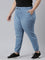 Women Solid Light Blue Denim Joggers