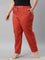 Women Solid Rust Comfort Fit Cotton Pants