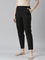 Women Solid Black Mid Rise Linen Ikat Pencil Pants